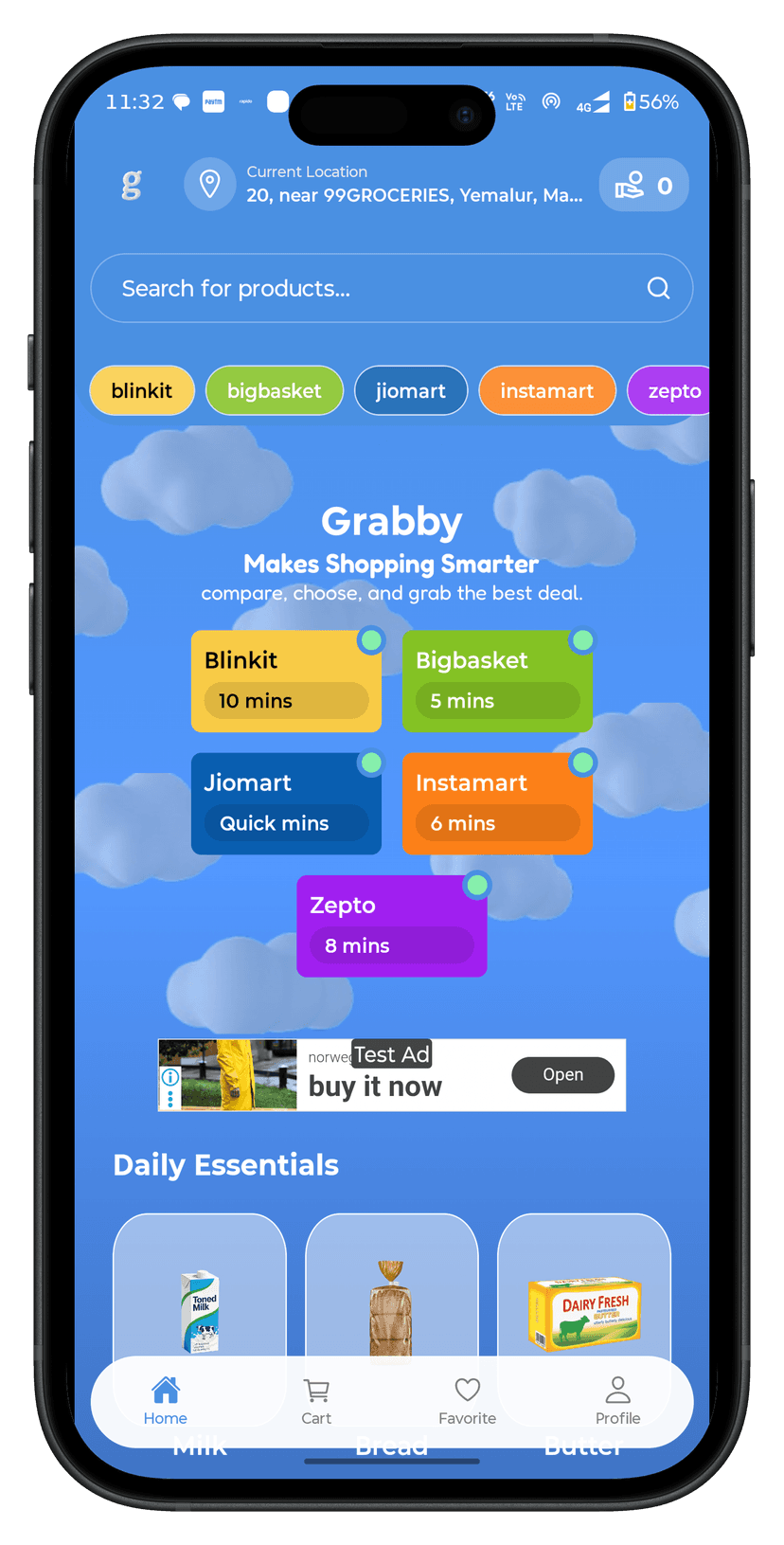Grabby App Interface displaying price comparison